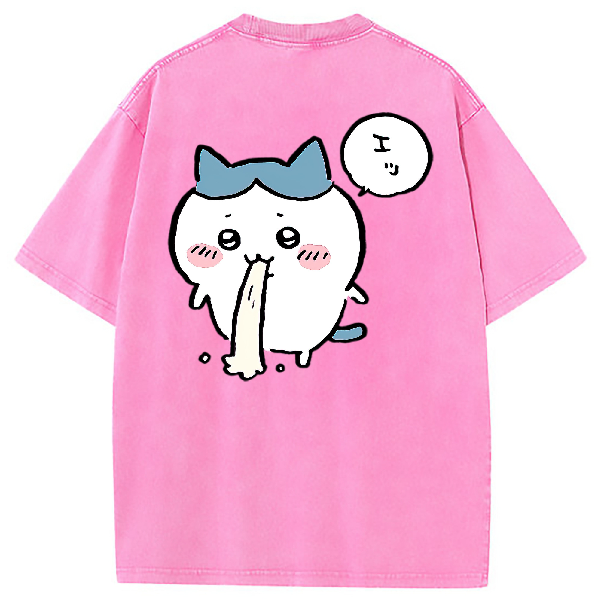 （画像用） ちいかわ ハチワレ Chii-kawa hachiware 綿100% ヴィンテージ風 半袖Tシャツ（背面プリント）